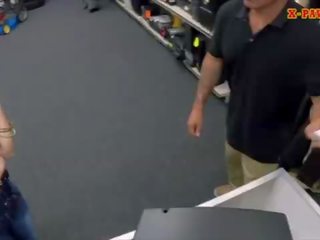 Cuban chick sells her TV and fucked hard at the pawnshop