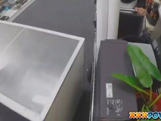 Sexy MILF banged and moans loud in pawn shop!